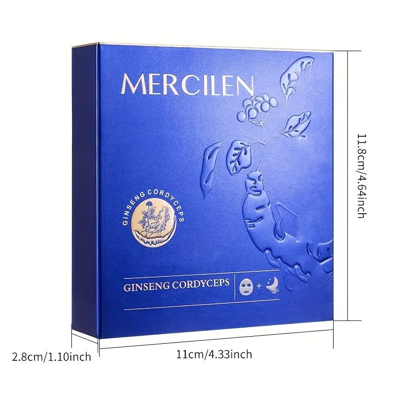3 Piece MERCILEN Ginseng Cordyceps Collagen Hydrating Mask，skincare Mercilen Ginseng Cordyceps Hydrating Face Maskx20 Pack - Hypoallergenic, Moisturizing, Aloe Vera Scented Beauty Essentials