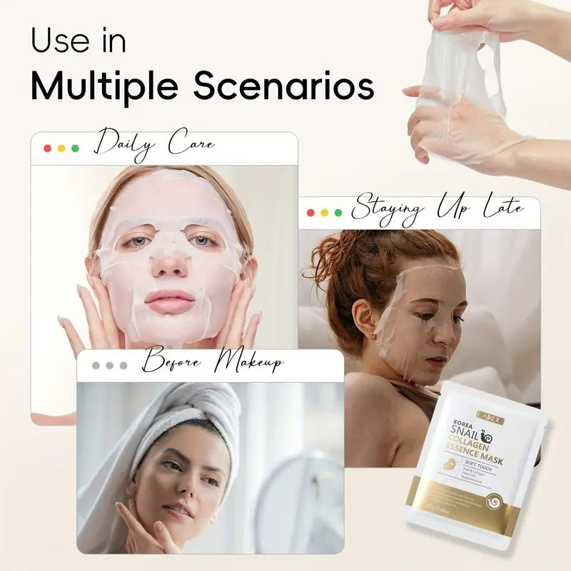 2 piece LAIKOU KOREA Snail Collagen Essence Mask - Hypoallergenic &amp; Formaldehyde-Free, Intense Moisturizing &amp; Nourishing for All Light Beige Types Including Dry Light Beige,