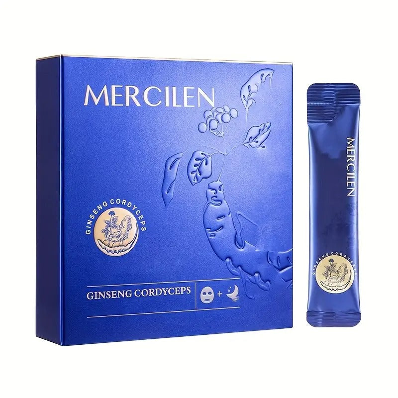 3 Piece MERCILEN Ginseng Cordyceps Collagen Hydrating Mask，skincare Mercilen Ginseng Cordyceps Hydrating Face Maskx20 Pack - Hypoallergenic, Moisturizing, Aloe Vera Scented Beauty Essentials