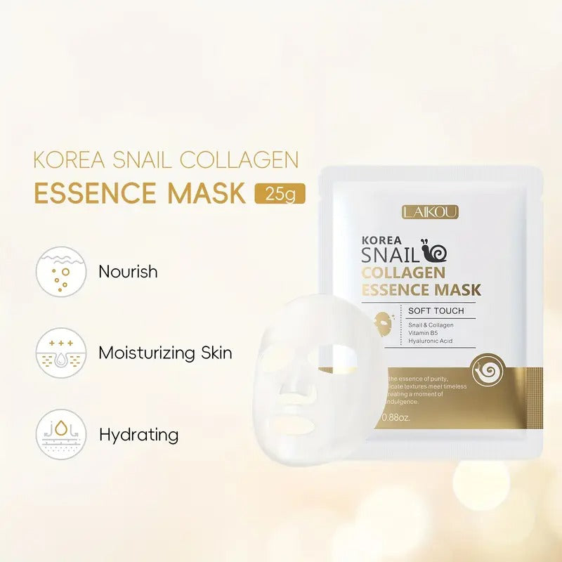 2 piece LAIKOU KOREA Snail Collagen Essence Mask - Hypoallergenic &amp; Formaldehyde-Free, Intense Moisturizing &amp; Nourishing for All Light Beige Types Including Dry Light Beige,